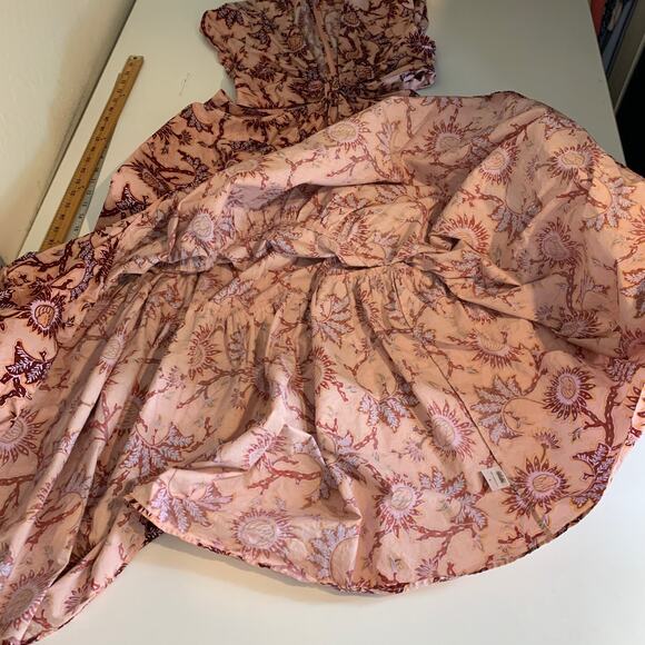 ALC Dress Womens 6 Multi Alexandria Gathered Cutout Waist Poplin Cap Sleeve Midi - Picture 11 of 15